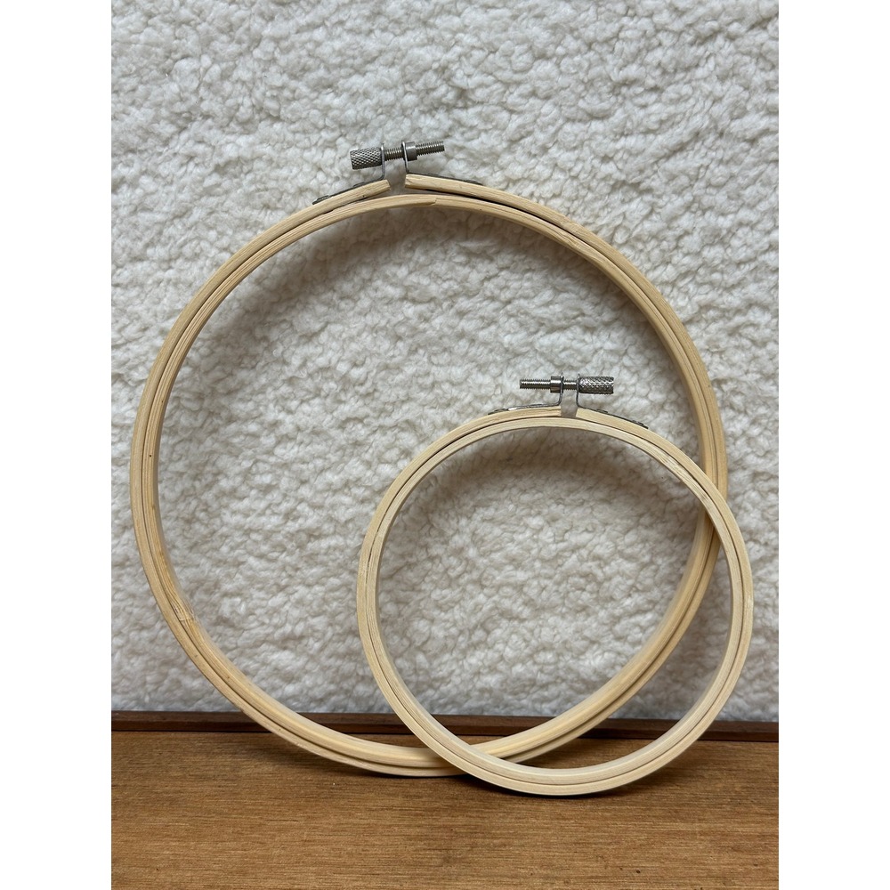 Embroidery Hoops 2 Piece Set 8 Inch and 5 Inch Natural Wood Needlework